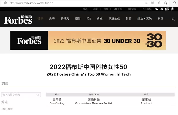 Forbes China’s 50 Women In Tech 